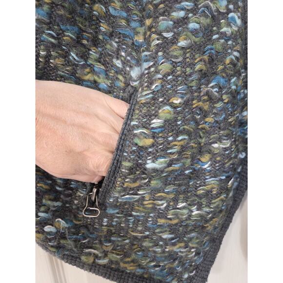 Moth Anthropologie Keavey Wool Mohair Blend Blue Chunky Cardigan Sweater, Small - Picture 7 of 15